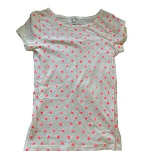 J. Crew XS white T-shirt with pink polka dots. NWOT VS0005